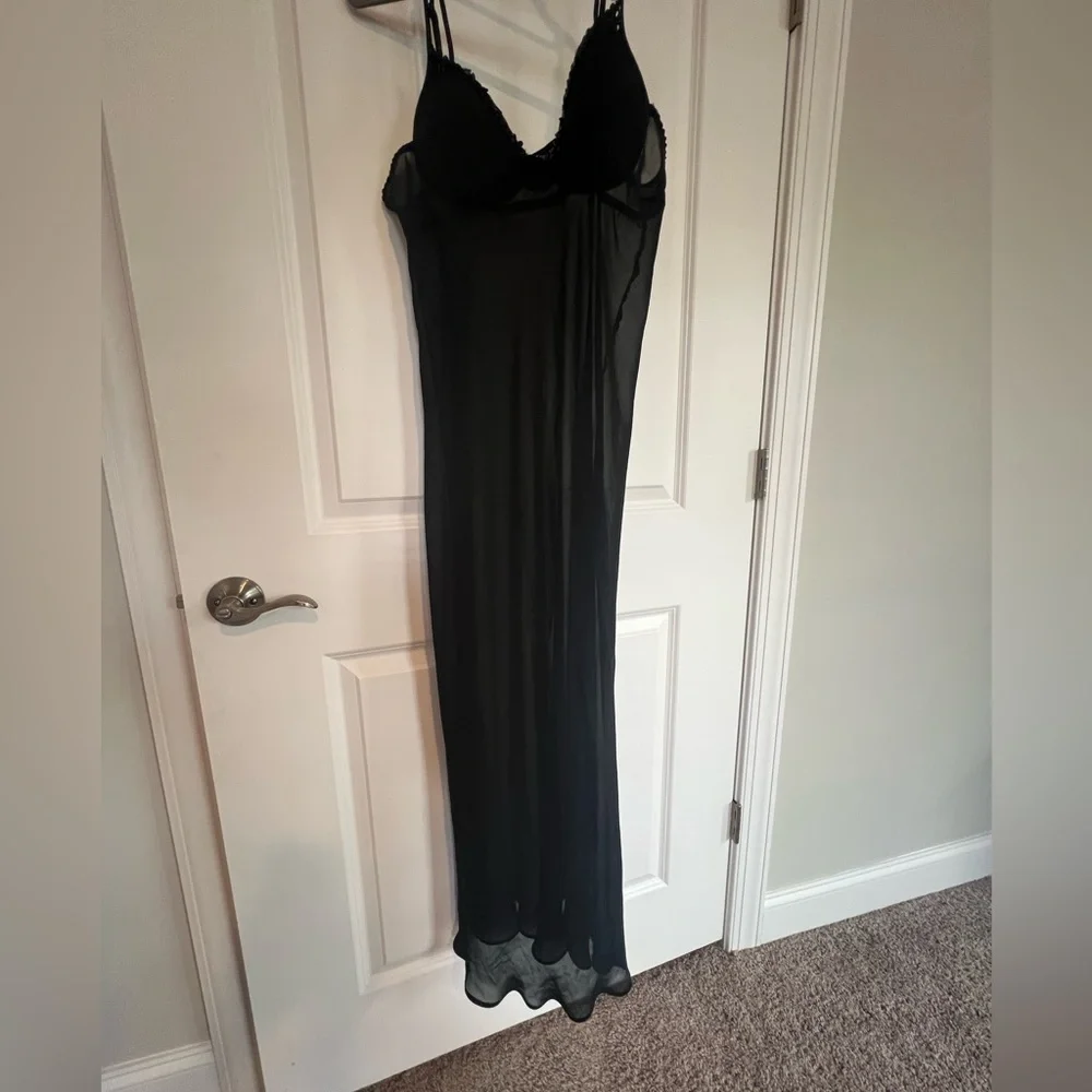 Enchanting brand black lingerie gown.